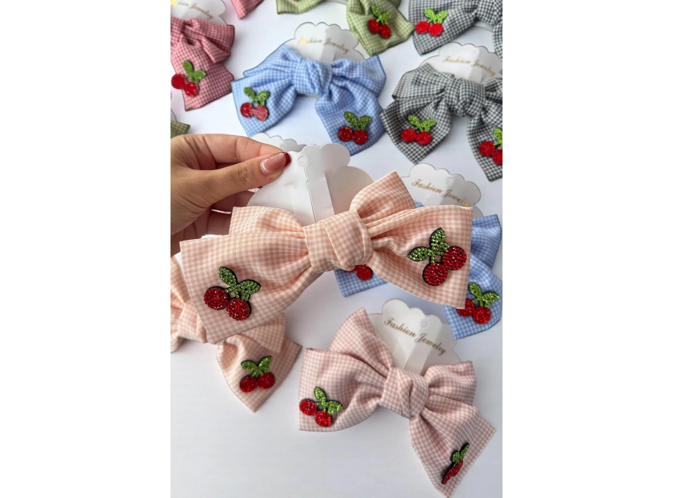 12li Karışık Renk Kiraz Figürlü Otomat Toka Set