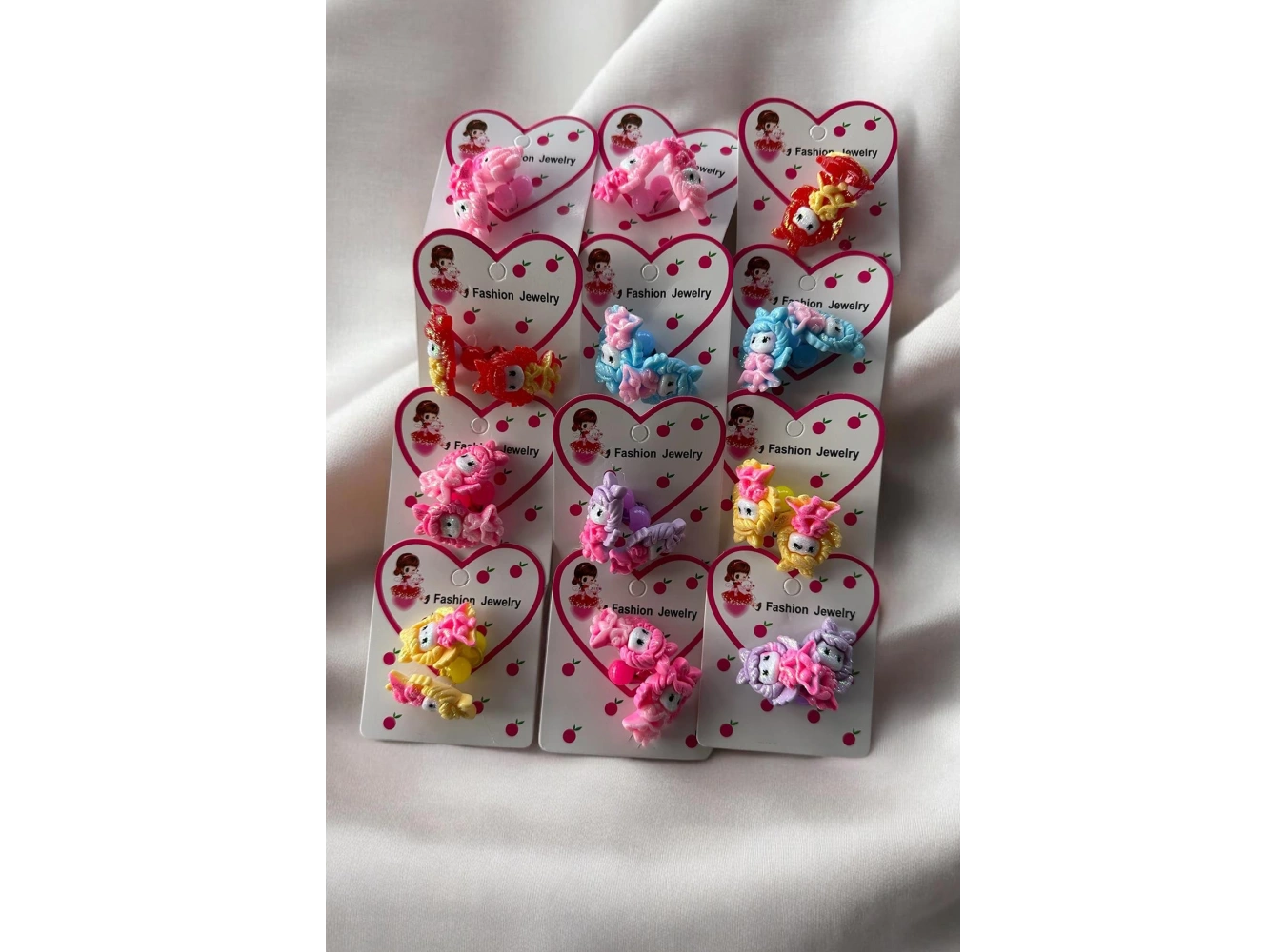 12li Karışık Renk Kız Çocuk Lastik Toka Set