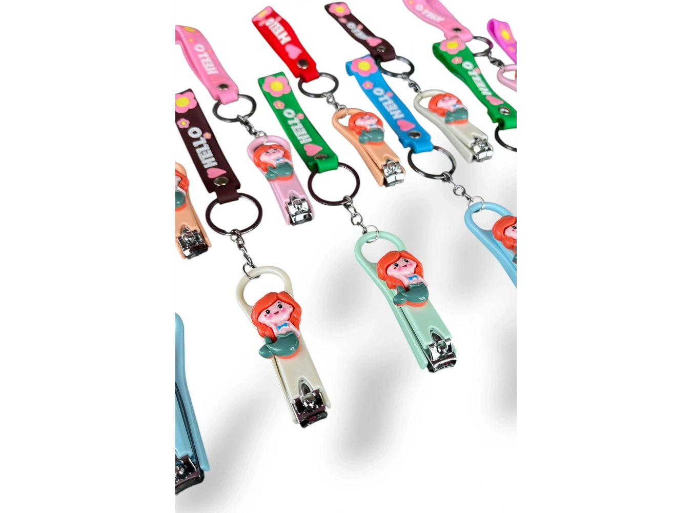 12li Karışık Renk Kız Figürlü Tırnak Makası/Anahtarlık Set