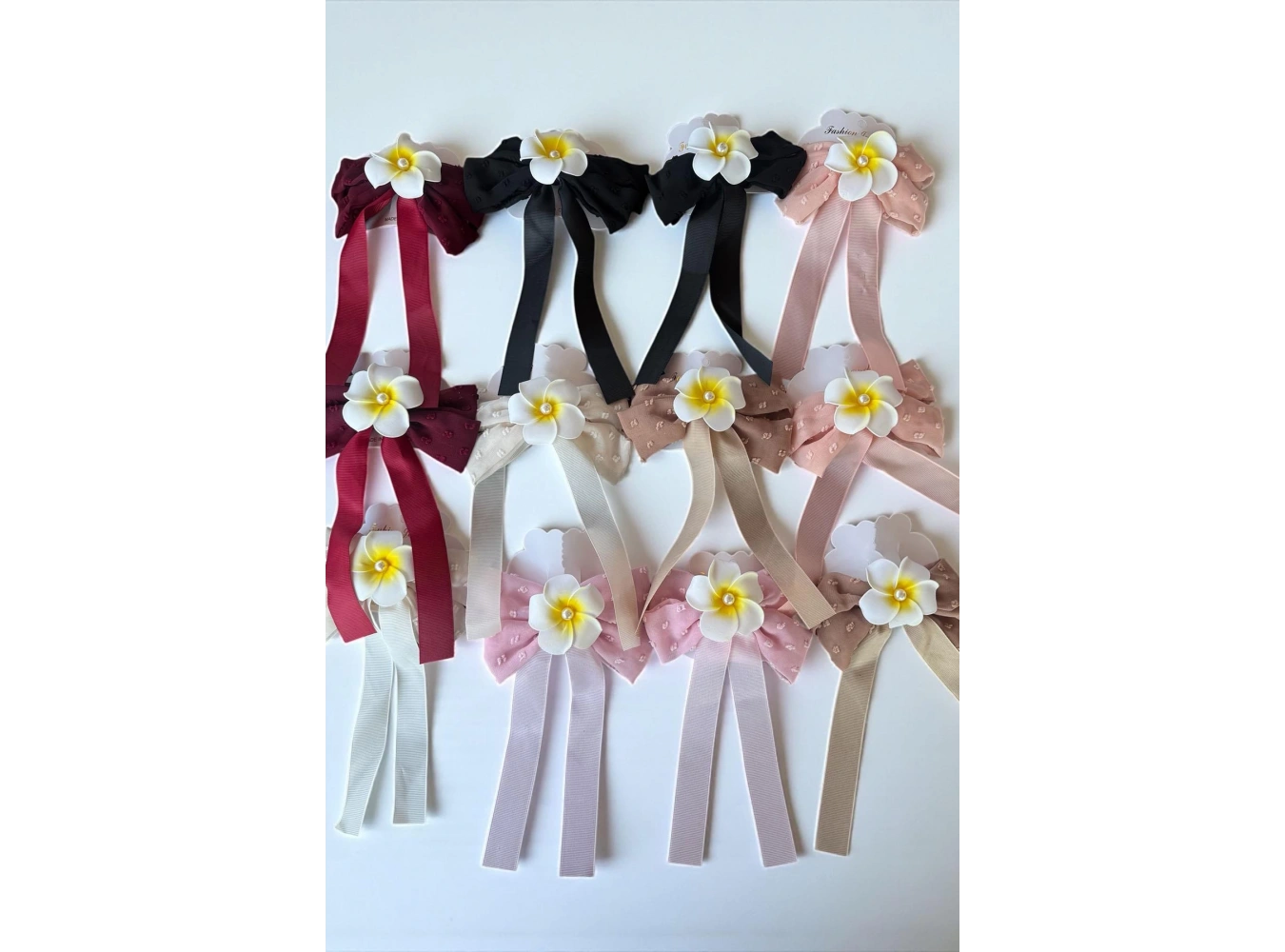 12li Karışık Renk Kurdele Figürlü Çiçek Detaylı Otomat Toka Set