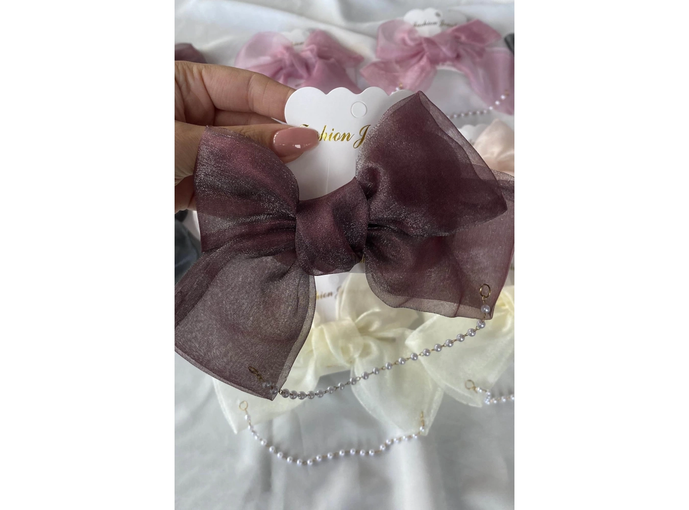 12li Karışık Renk Kurdele Figürlü İnci Detaylı Otomat Toka Set