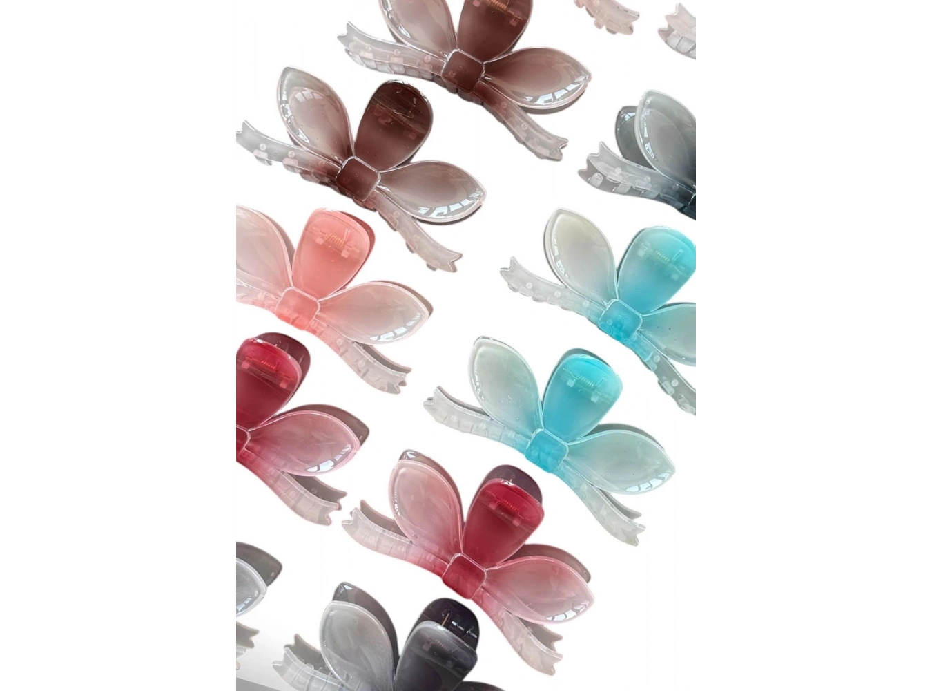 12li Karışık Renk Kurdele Figürlü Kemik Mandal Toka Set