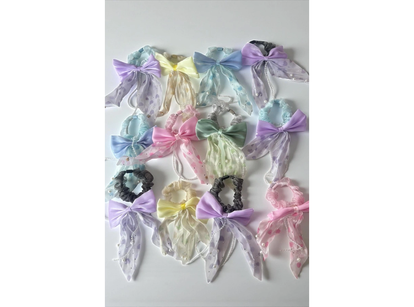 12li Karışık Renk Kurdele Figürlü Lastik Toka Set