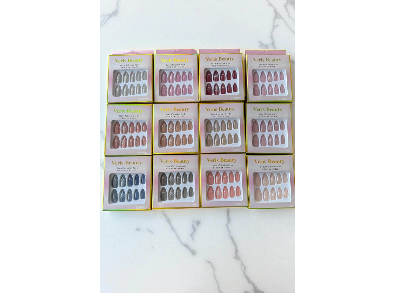 12li Karışık Renk Kurdele Figürlü Takma Tırnak Seti