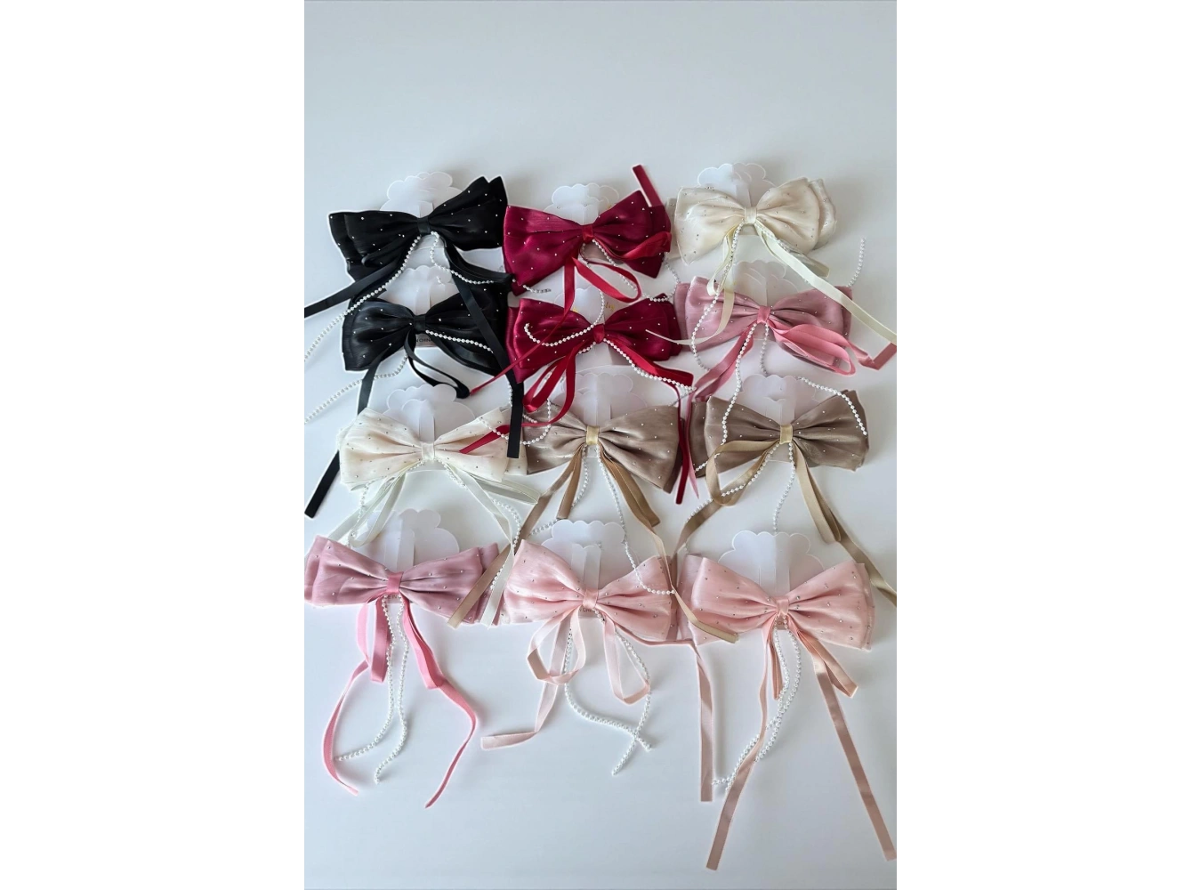 12li Karışık Renk Kurdele Figürlü Taş Ve İnci Detaylı Otomat Toka Set