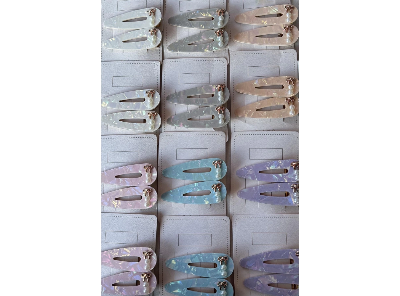 12li Karışık Renk Kurdele Ve İnci Detaylı Yan Toka Set