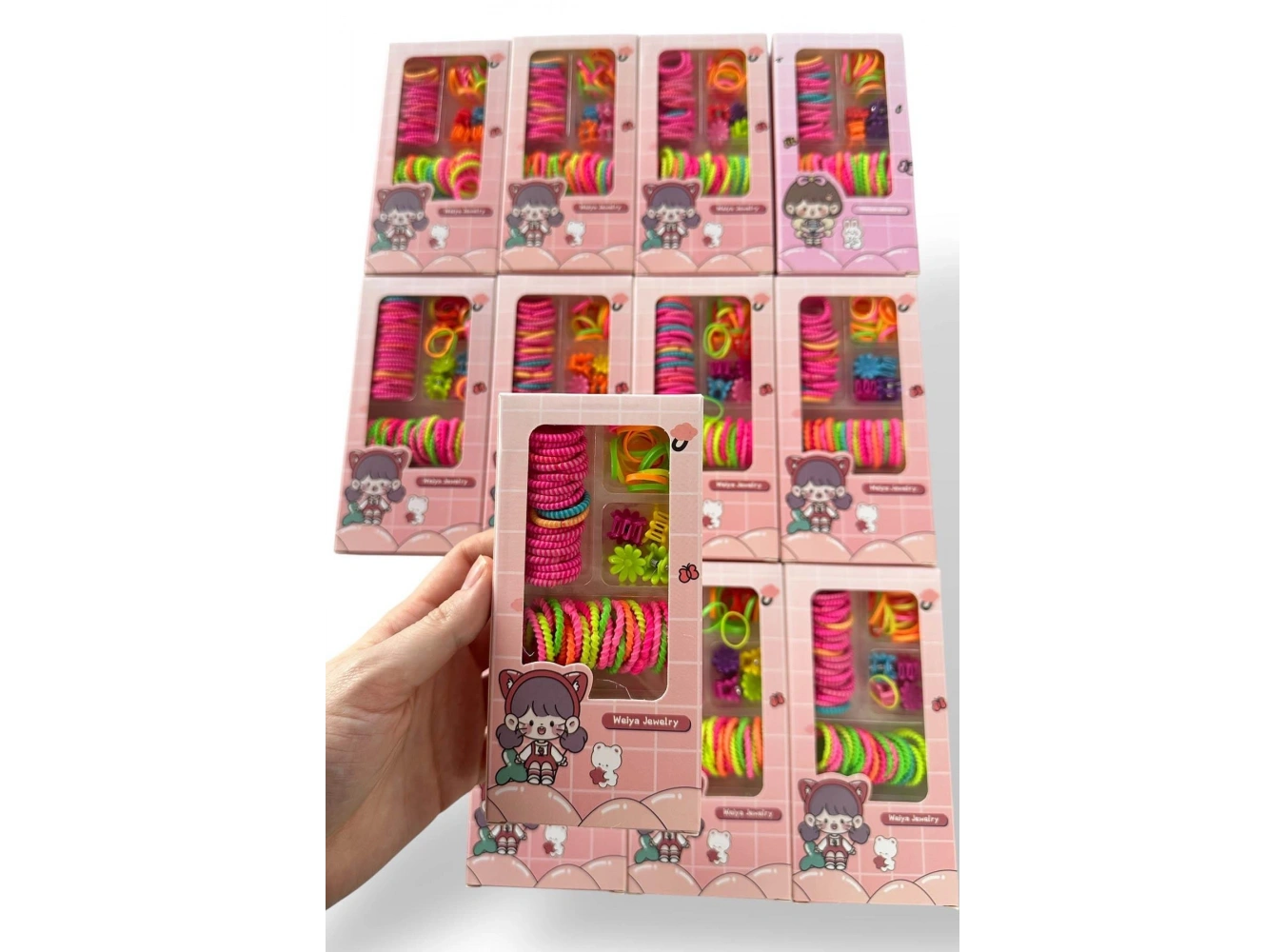 12li Karışık Renk Kutulu Lastik Toka Set