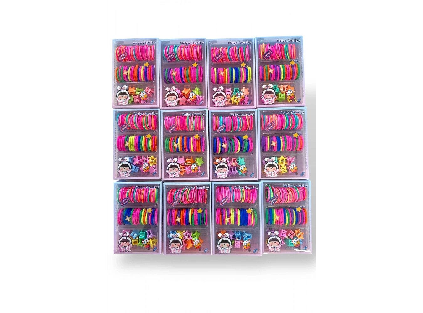 12li Karışık Renk Kutulu Lastik Toka Set