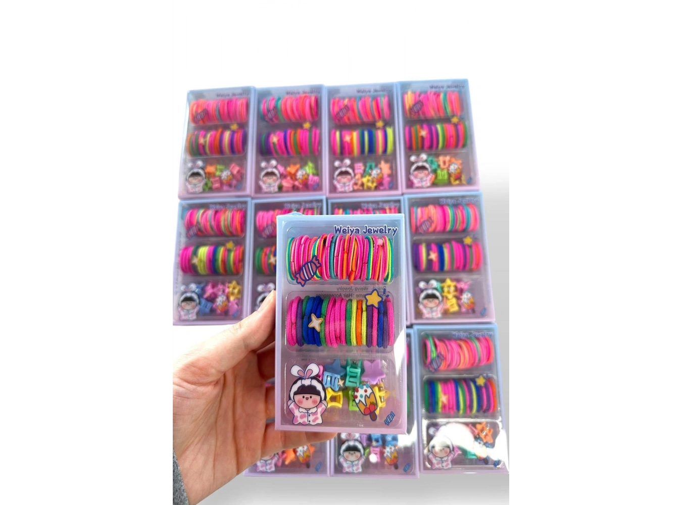 12li Karışık Renk Kutulu Lastik Toka Set