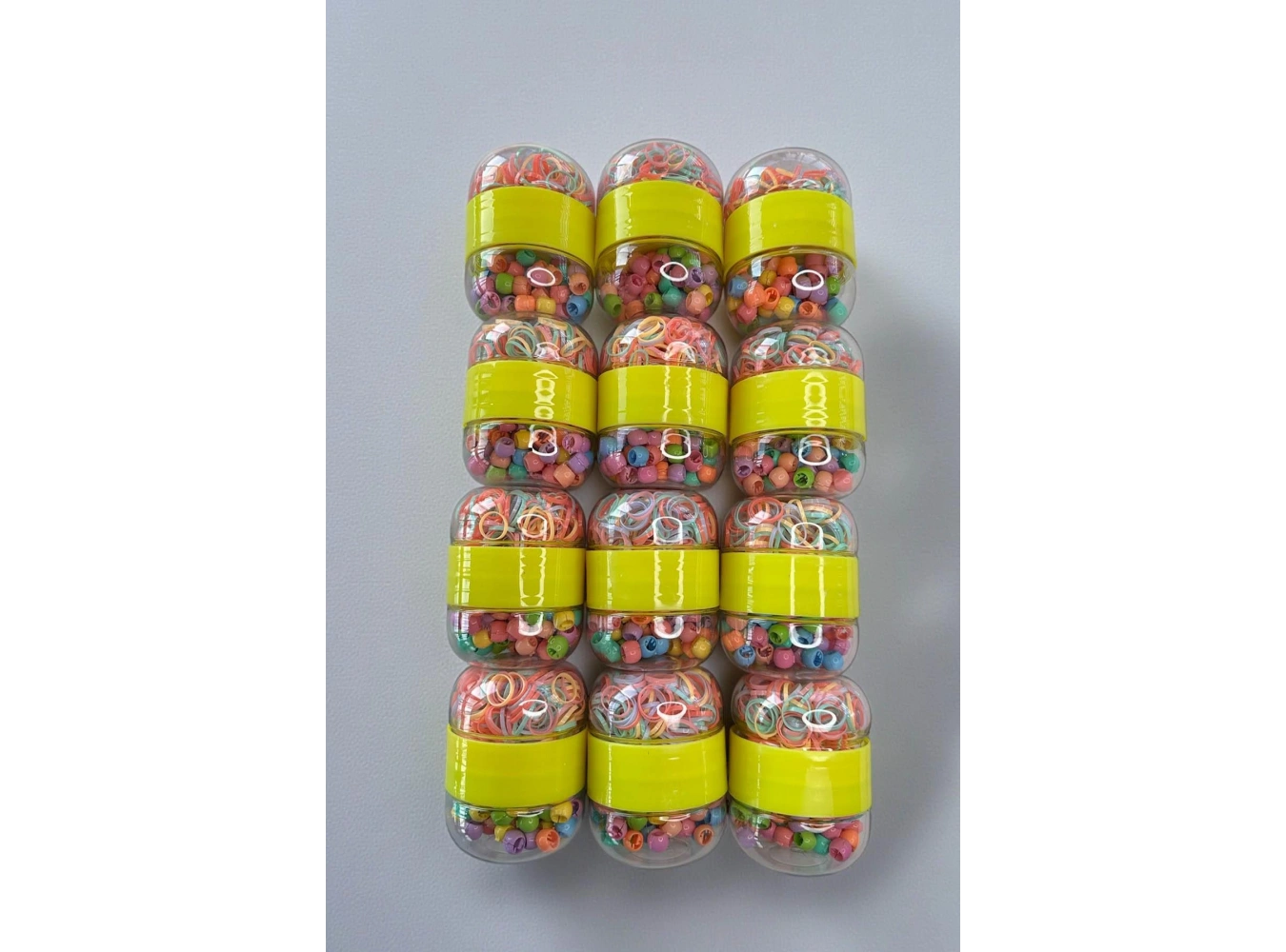 12li Karışık Renk Lastik Ve Boncuk  Toka Set