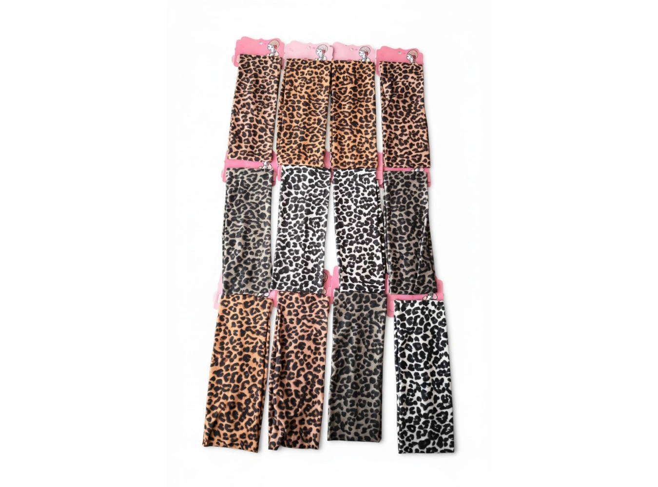 12li Karışık Renk Leopar Desenli Saç Bandı