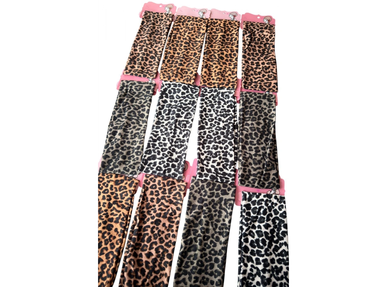 12li Karışık Renk Leopar Desenli Saç Bandı