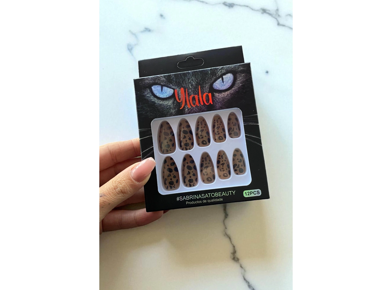 12li Karışık Renk Leopar Desenli Takma Tırnak Set