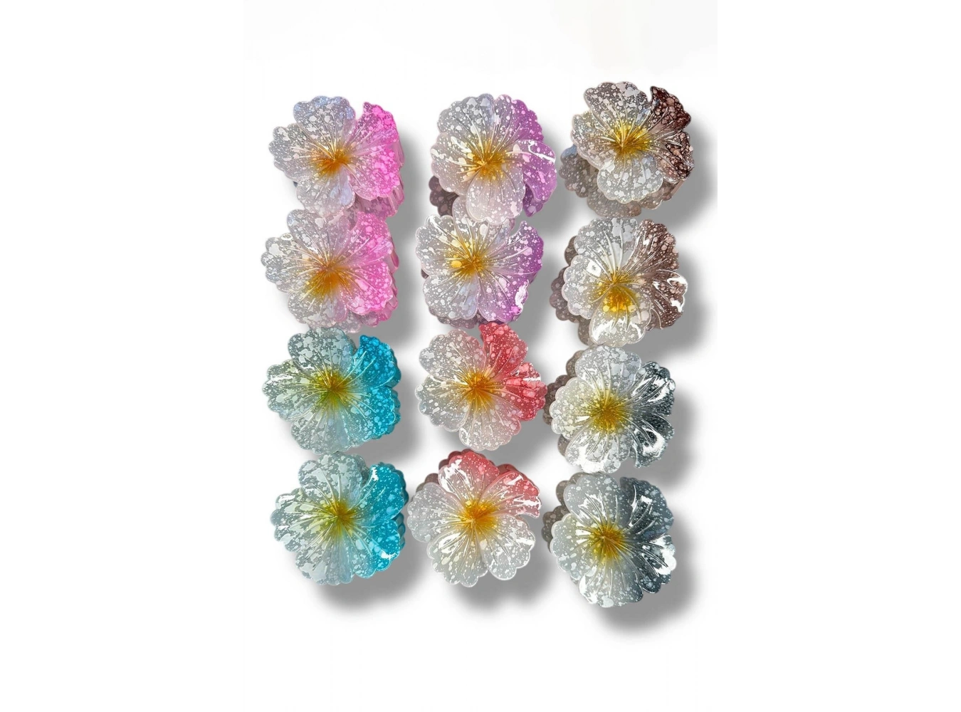 12li Karışık Renk Lotus Figürlü Mandal Toka Set