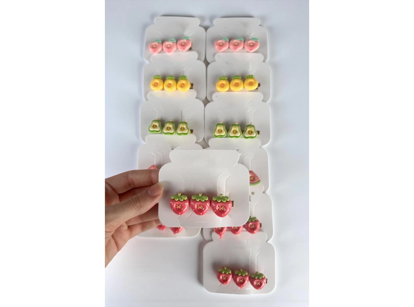 12li Karışık Renk Meyve Figürlü Yan Toka Set