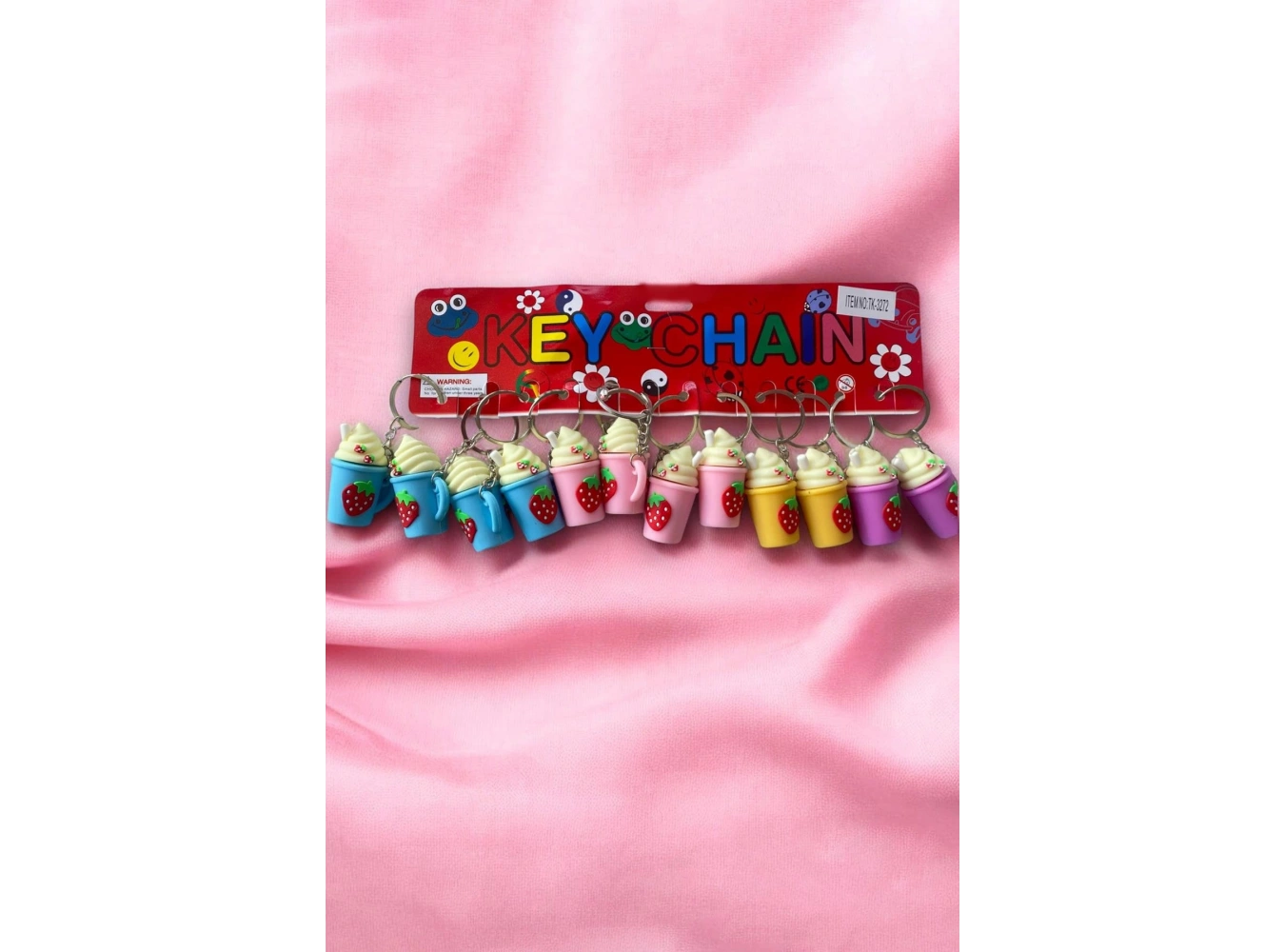 12li Karışık Renk Mılkshake Figürlü Anahtarlık Set