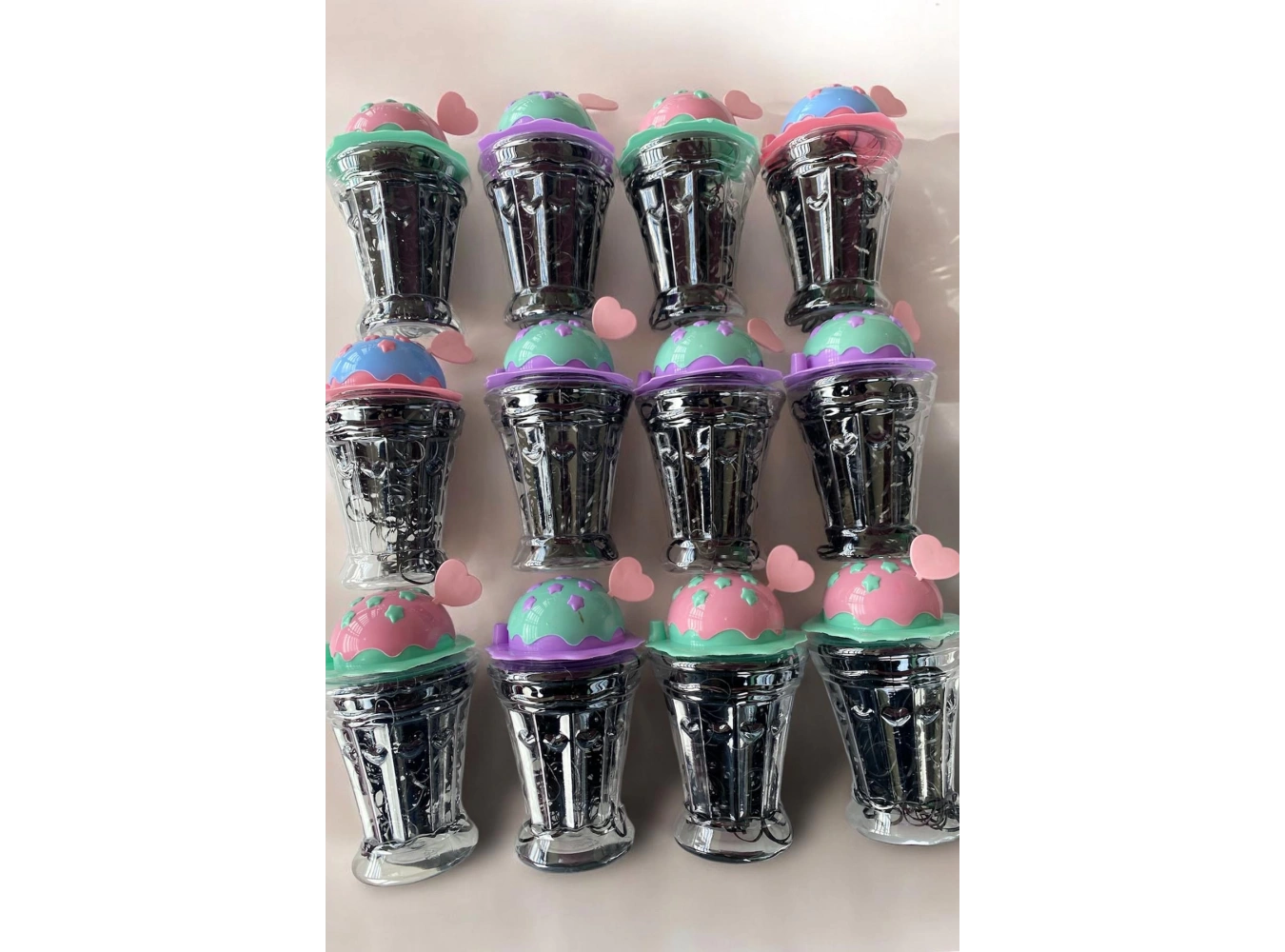 12li Karışık Renk Mılkshake Figürlü Lastik Toka Set