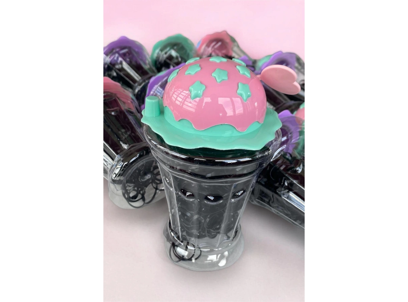 12li Karışık Renk Mılkshake Figürlü Lastik Toka Set