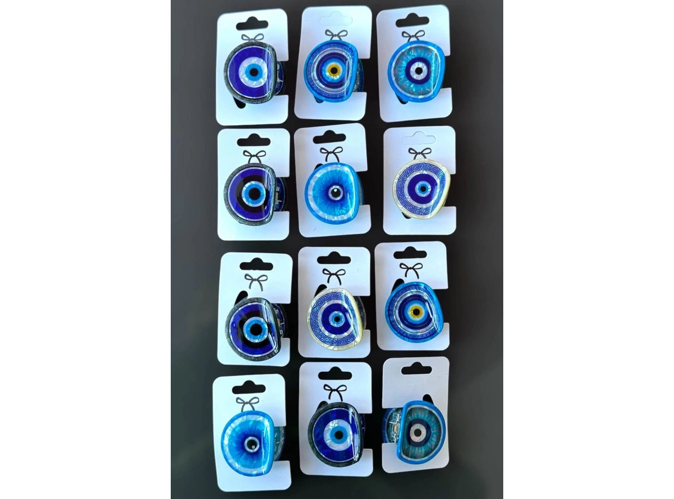 12li Karışık Renk Nazar Boncuk Figürlü Mandal Toka Set