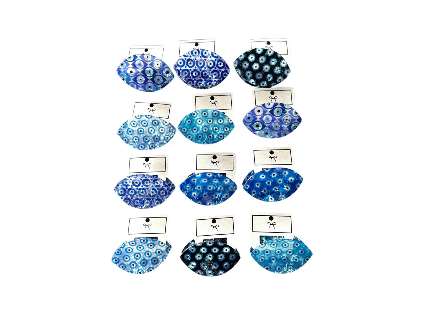 12li Karışık Renk Nazar Boncuk Figürlü Mandal Toka Set