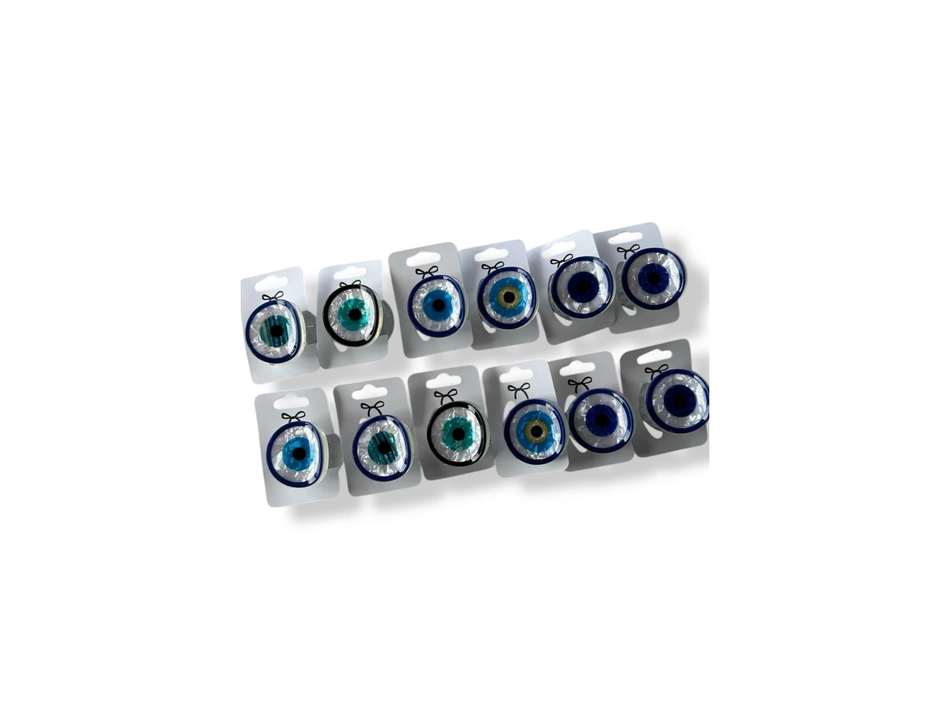 12li Karışık Renk Nazar Boncuk Figürlü Mandal Toka Set