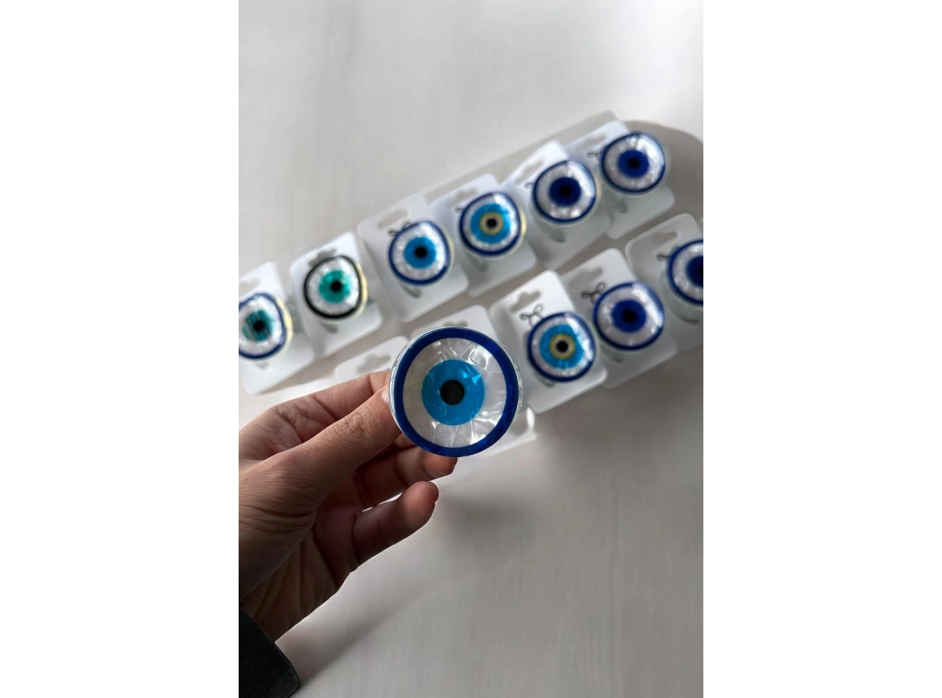 12li Karışık Renk Nazar Boncuk Figürlü Mandal Toka Set