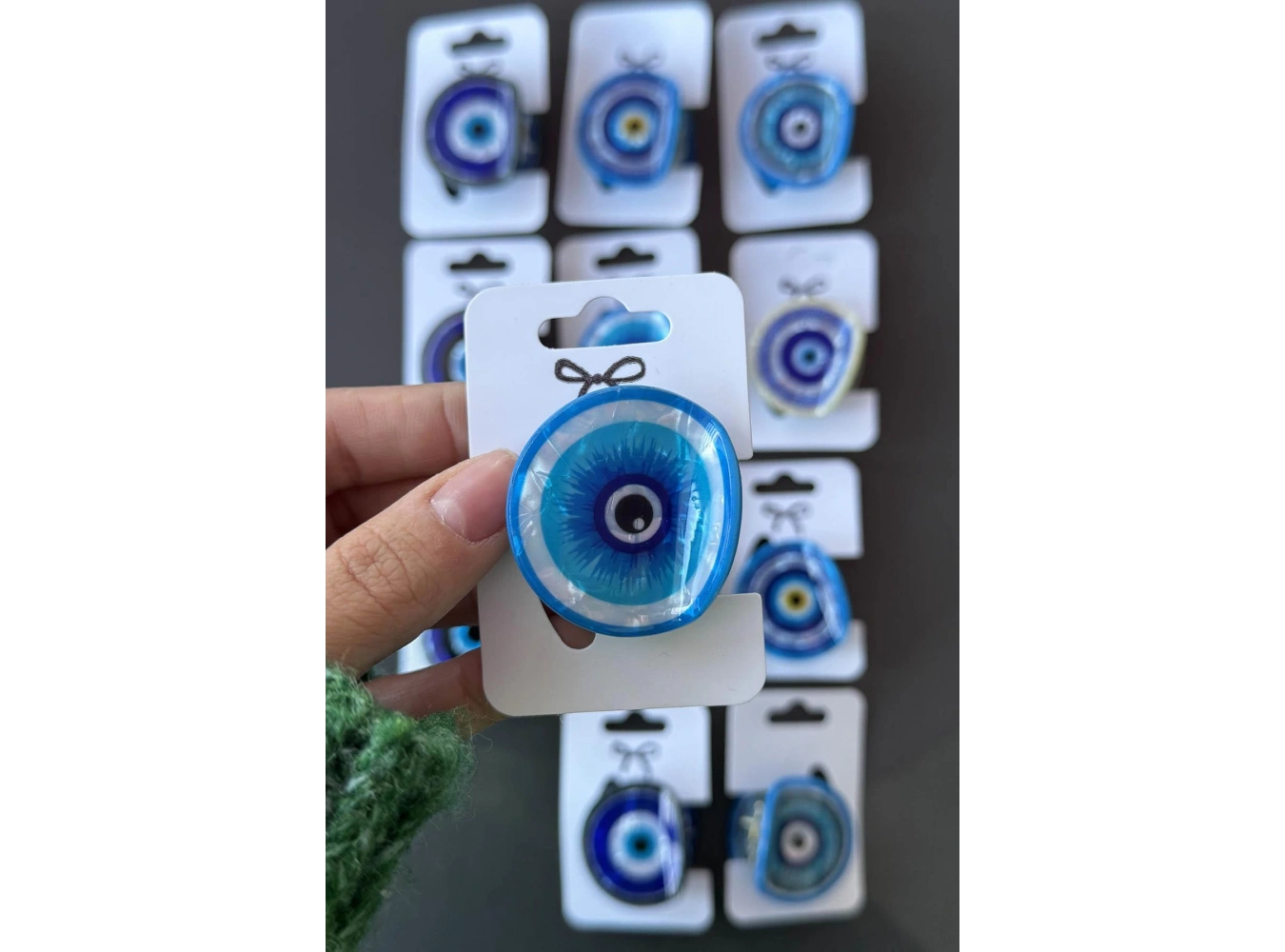 12li Karışık Renk Nazar Boncuk Figürlü Mandal Toka Set