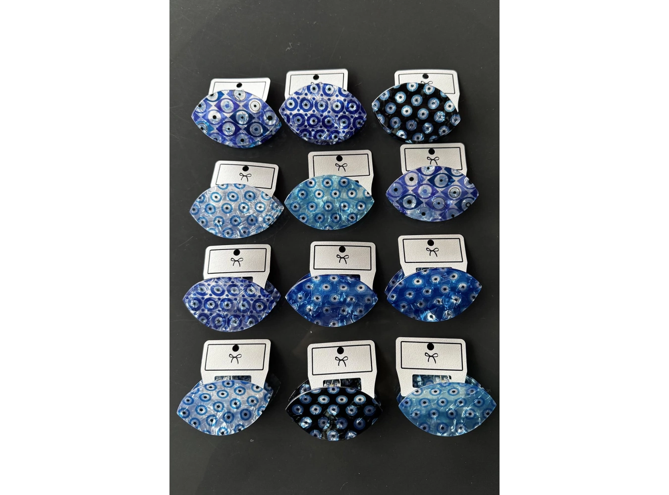 12li Karışık Renk Nazar Boncuk Figürlü Mandal Toka Set