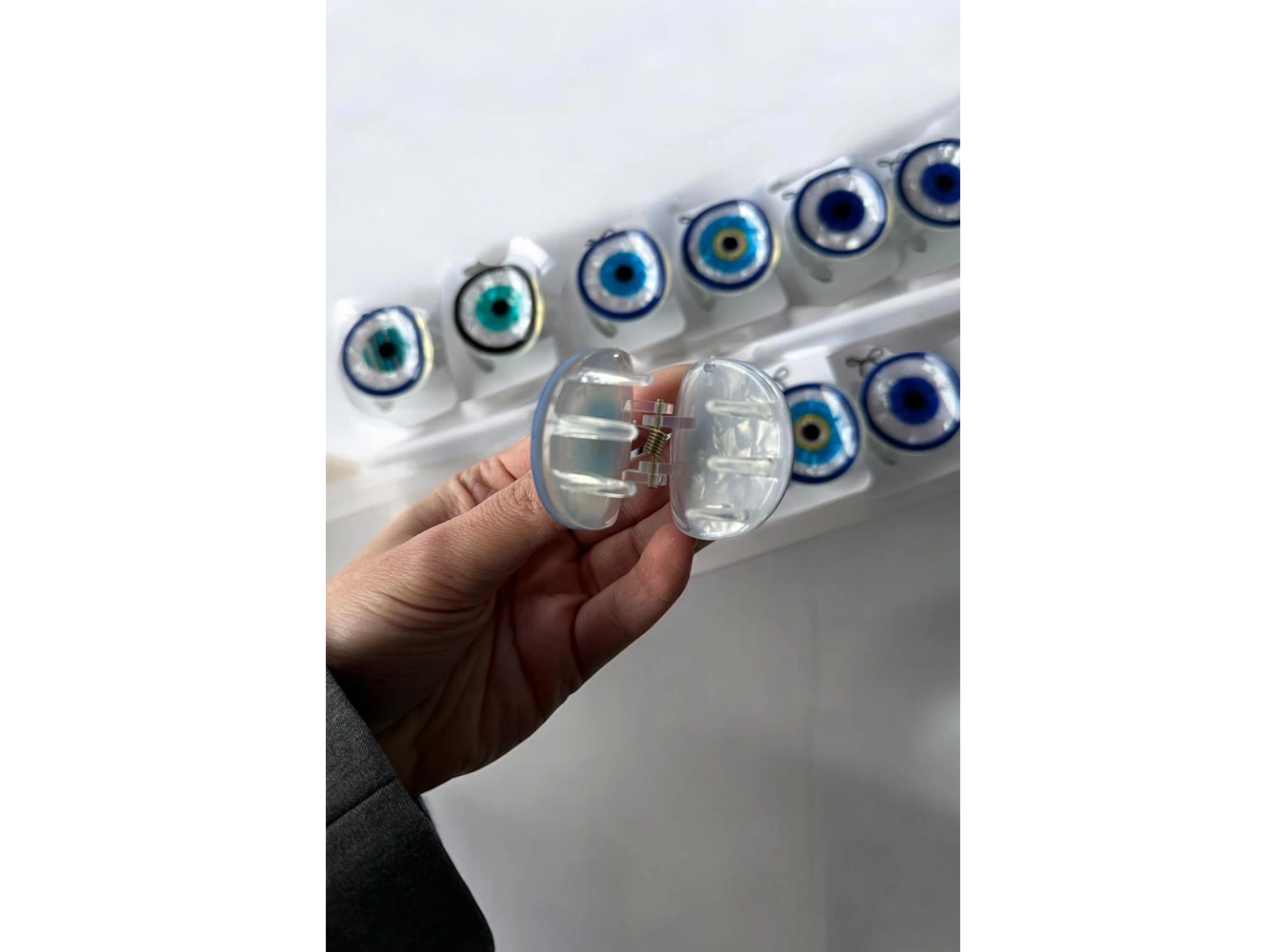 12li Karışık Renk Nazar Boncuk Figürlü Mandal Toka Set