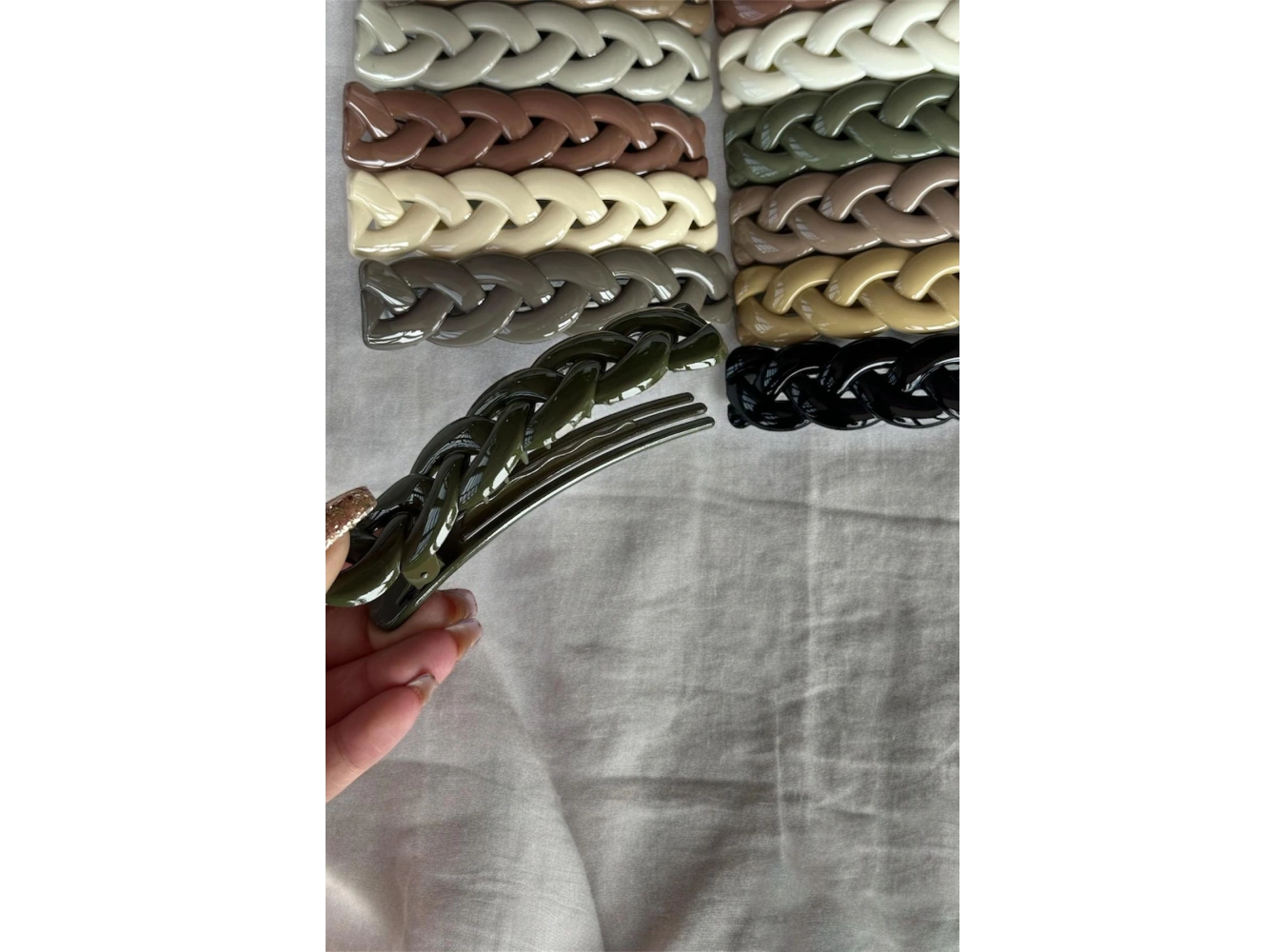 12li Karışık Renk Örgü Detaylı Pens Toka Set