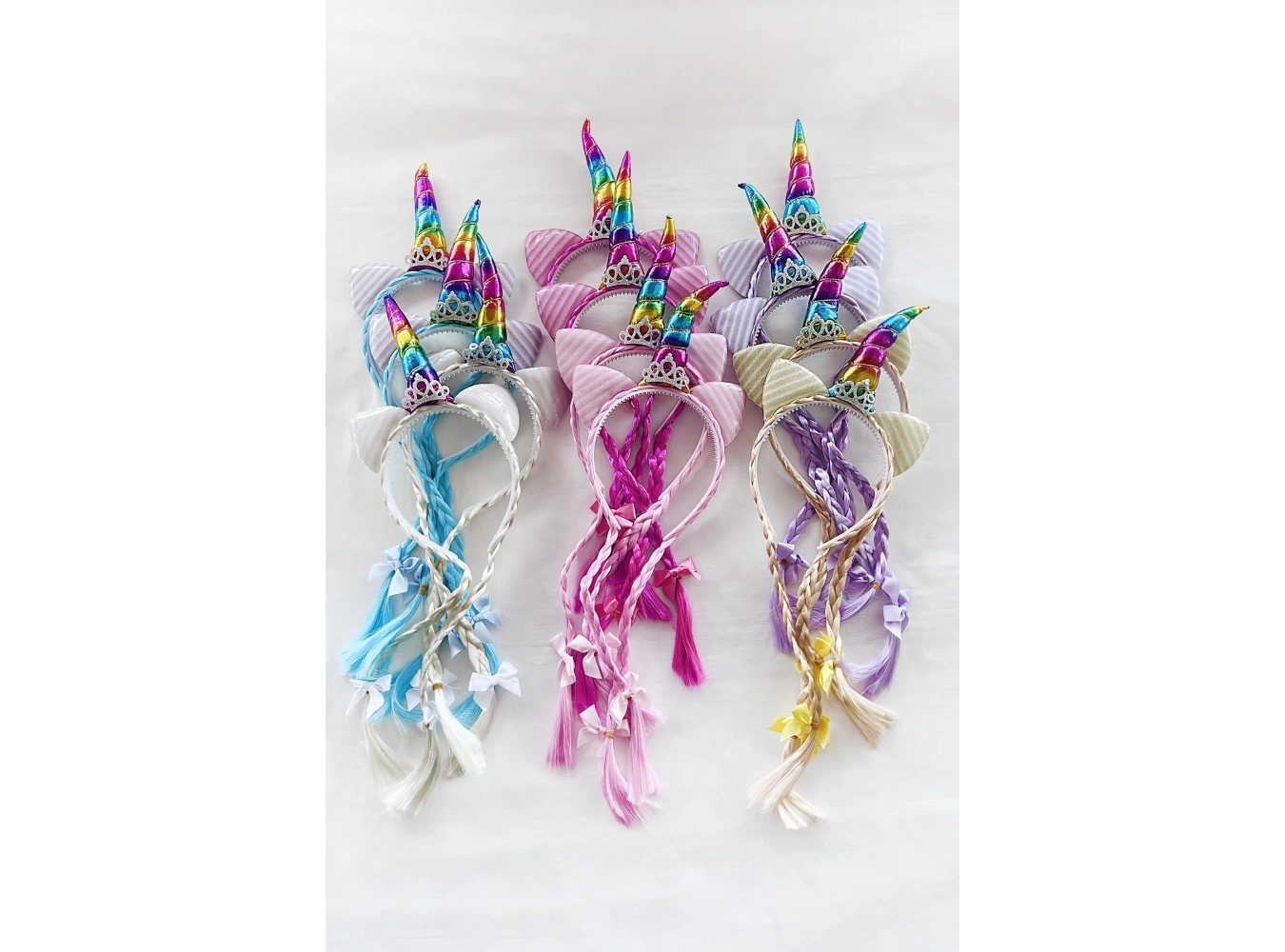 12li Karışık Renk Örgü Detaylı Unicorn Taç