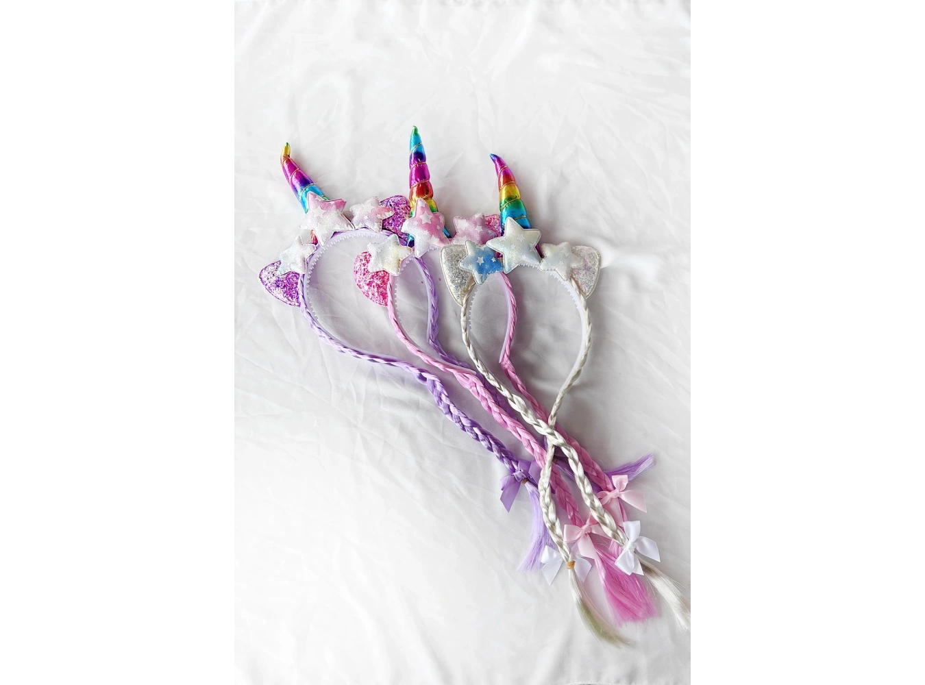 12li Karışık Renk Örgü Detaylı Unicorn Taç