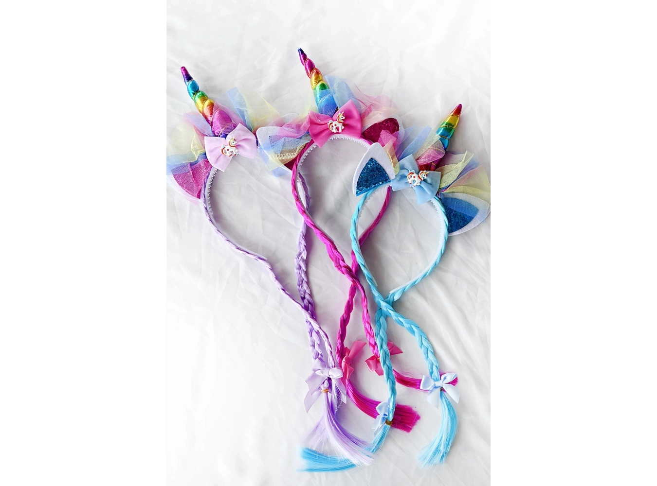 12li Karışık Renk Örgü Detaylı Unicorn Taç