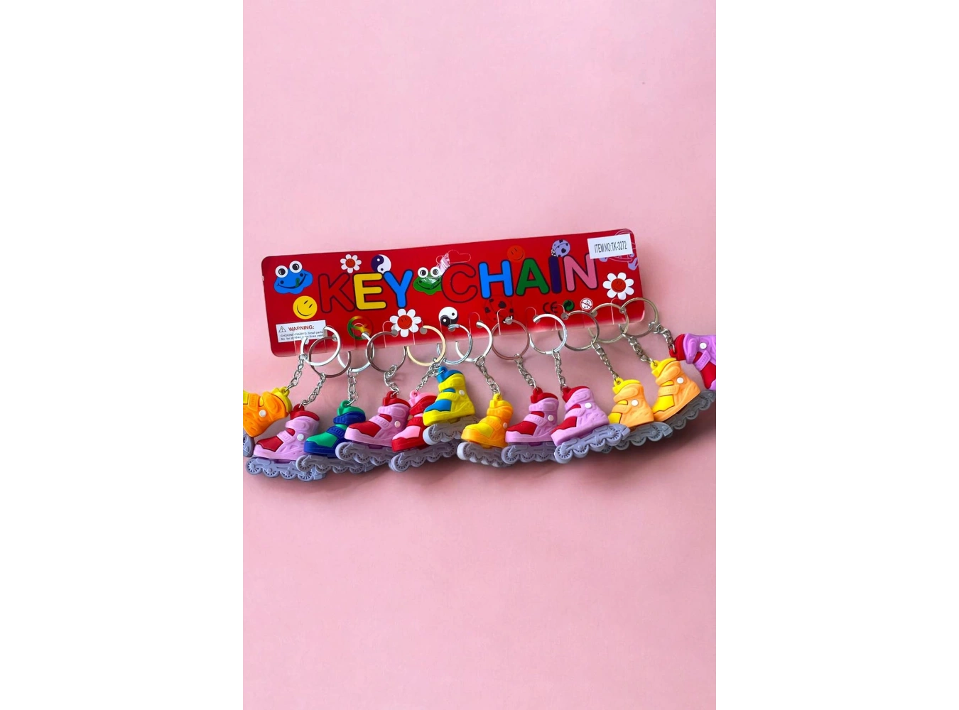 12li Karışık Renk Paten Figürlü Anahtarlık Set