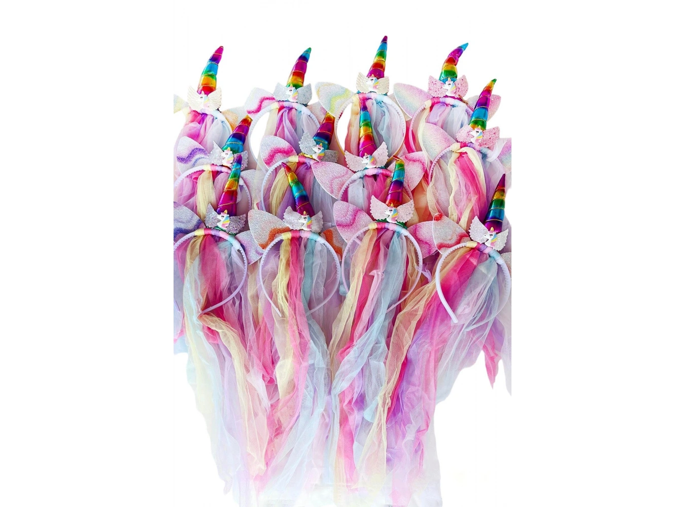 12li Karışık Renk Pelerin Detaylı Unicorn Taç