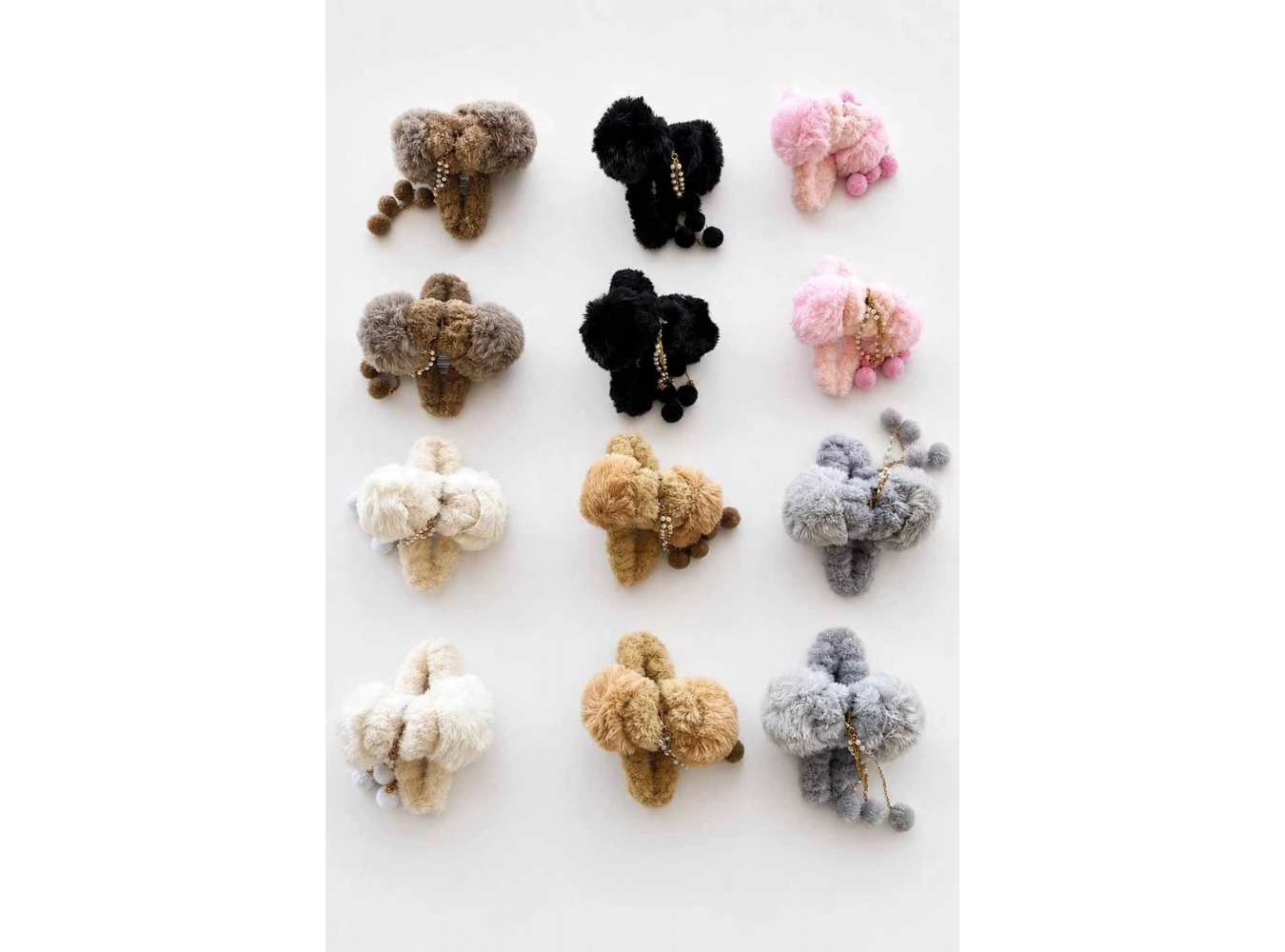 12li Karışık Renk Peluş Mandal Toka Set