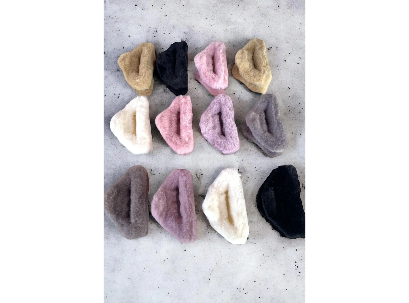 12li Karışık Renk Peluş Mandal Toka Set