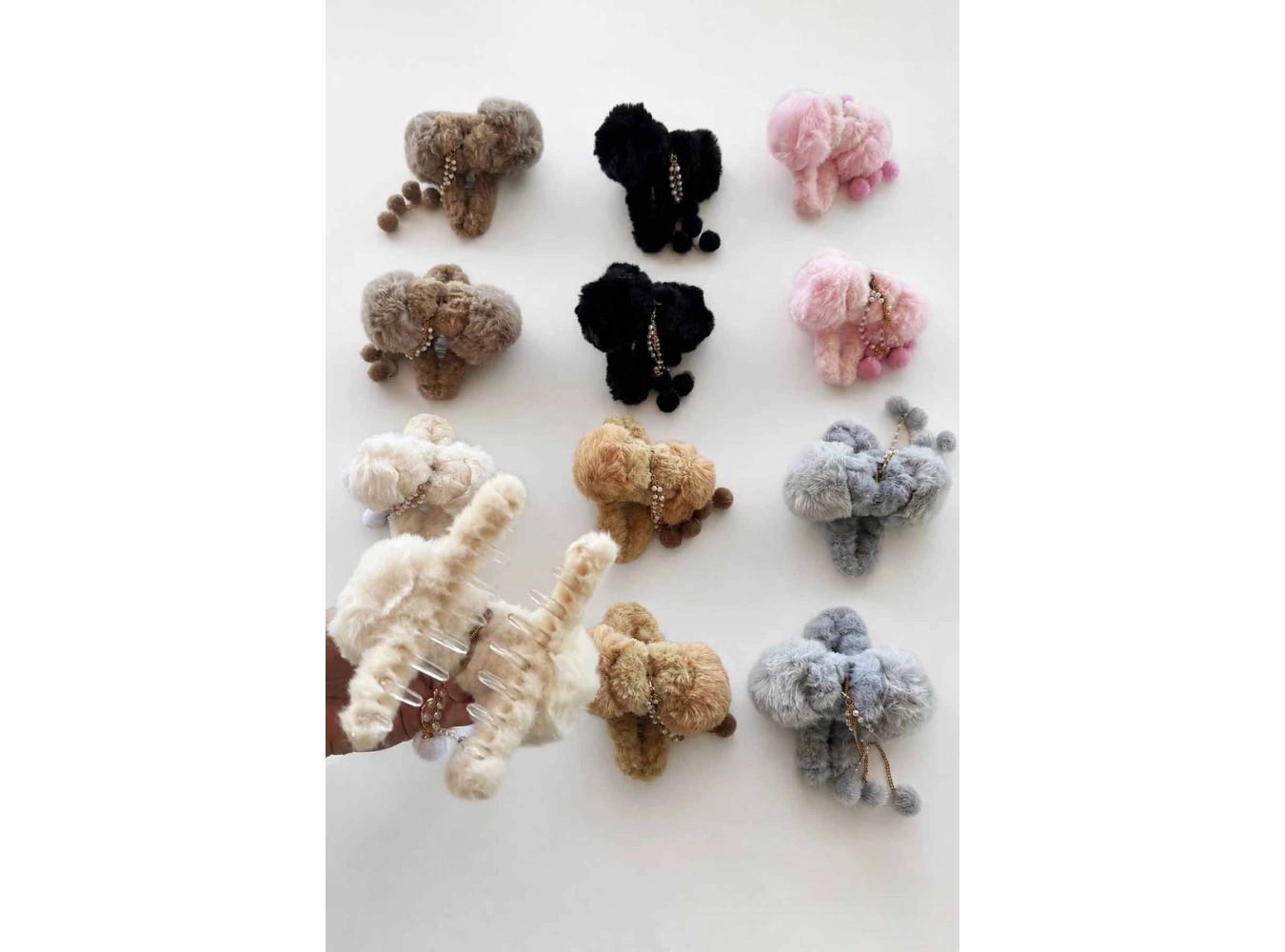 12li Karışık Renk Peluş Mandal Toka Set