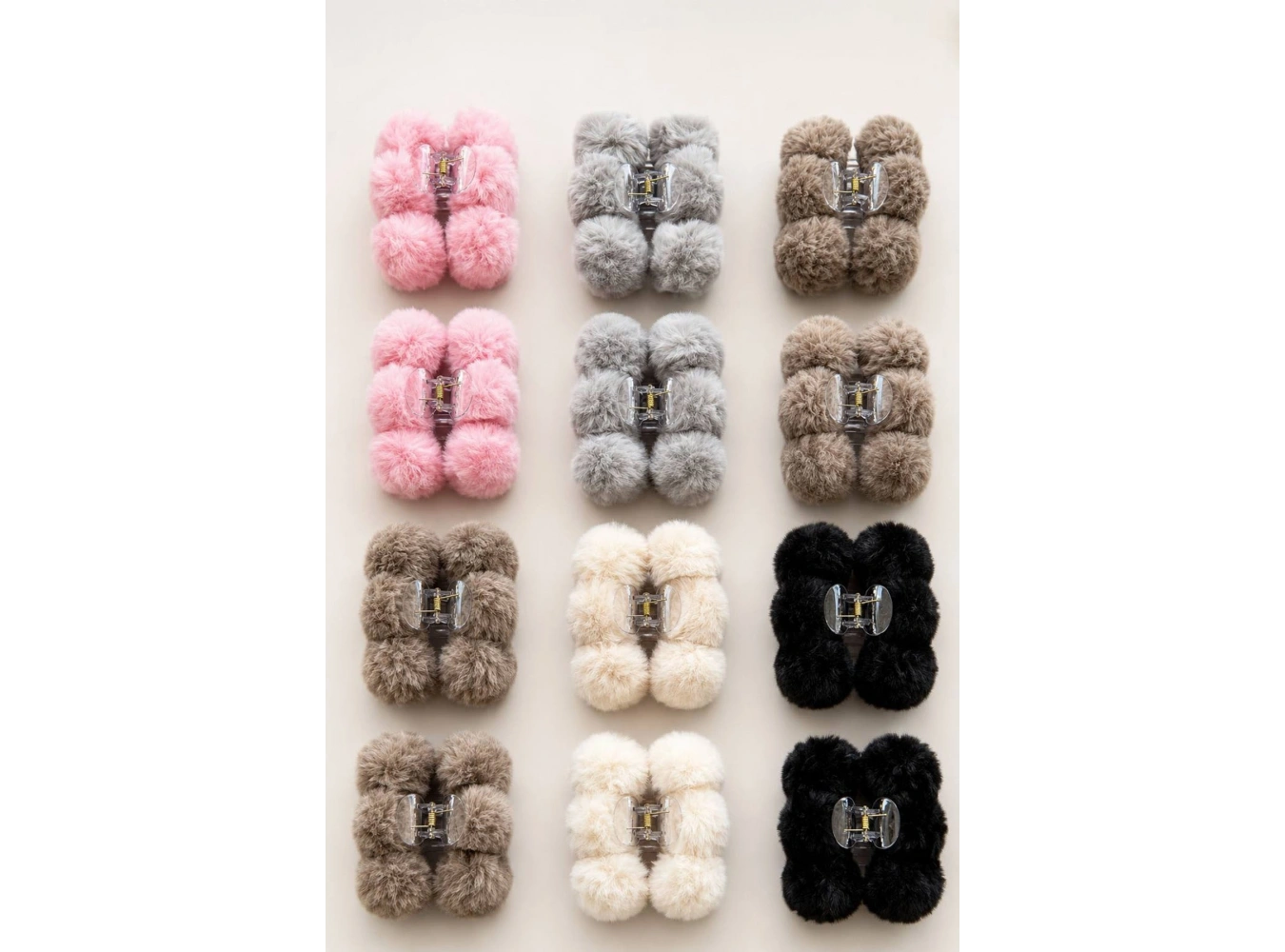 12li Karışık Renk Peluş Mandal Toka Set