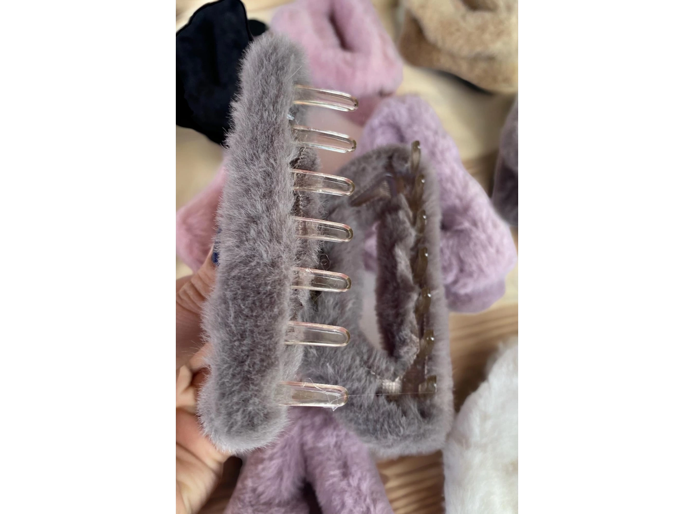 12li Karışık Renk Peluş Mandal Toka Set