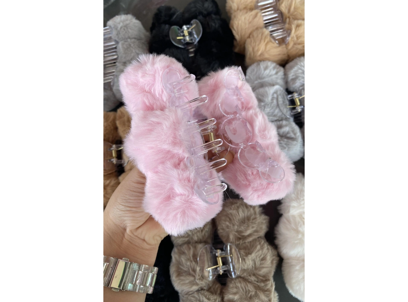 12li Karışık Renk Peluş Mandal Toka Set