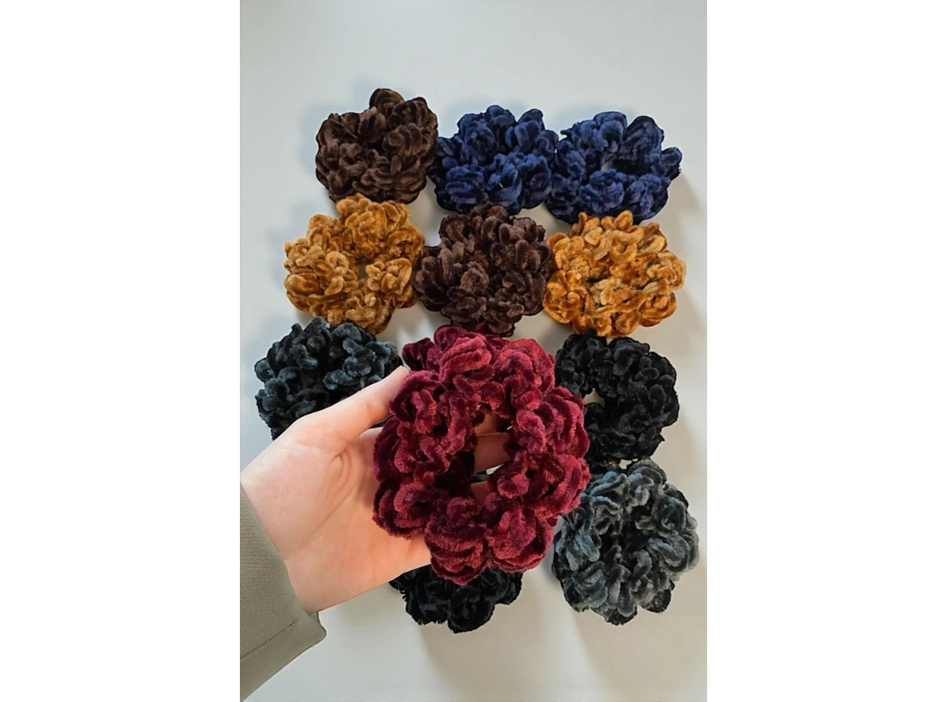 12li Karışık Renk Peluş Simit Toka Set