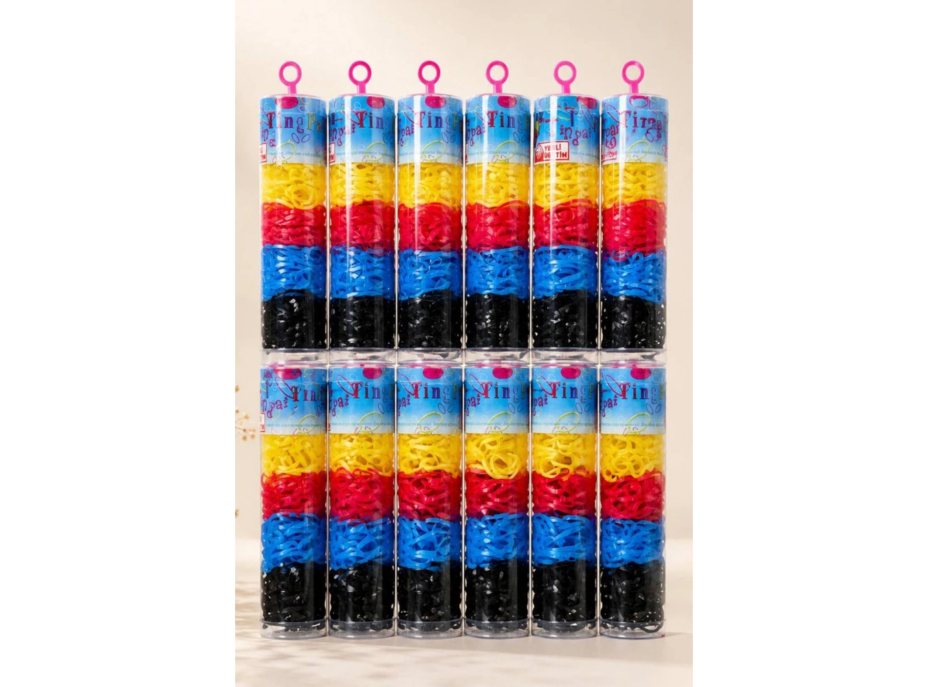 12li Karışık Renk Perma  Lastik Toka Set