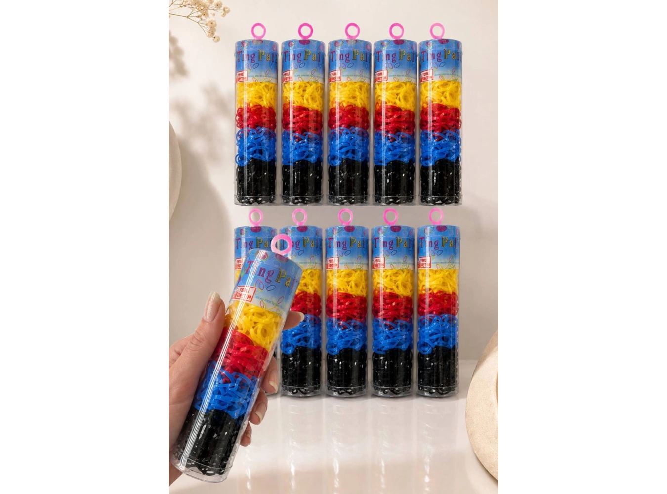 12li Karışık Renk Perma  Lastik Toka Set