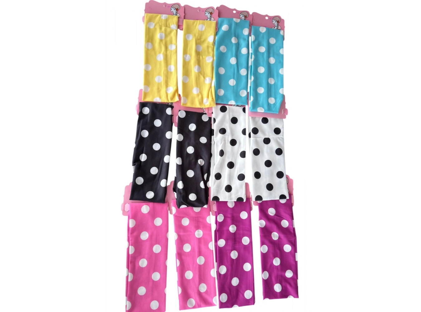 12li Karışık Renk Puantiyeli Saç Bandı