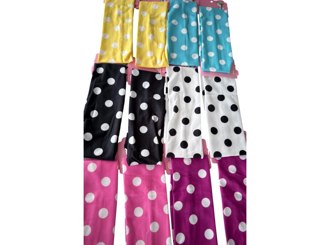 12li Karışık Renk Puantiyeli Saç Bandı