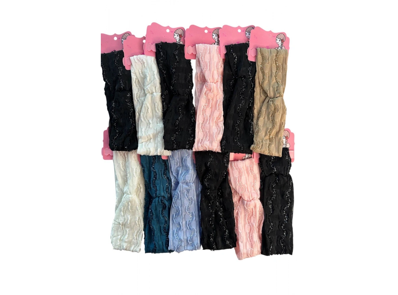 12li Karışık Renk Simli Saç Bandı