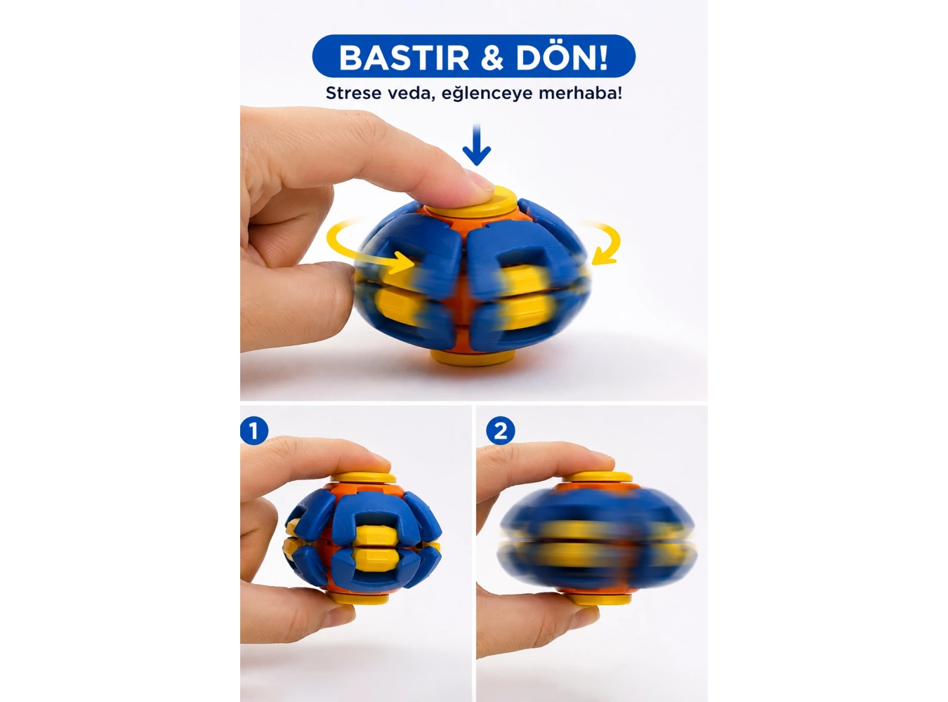 12li Karışık Renk Stres Giderici Bas Döndür Stres Topu Oyuncağı