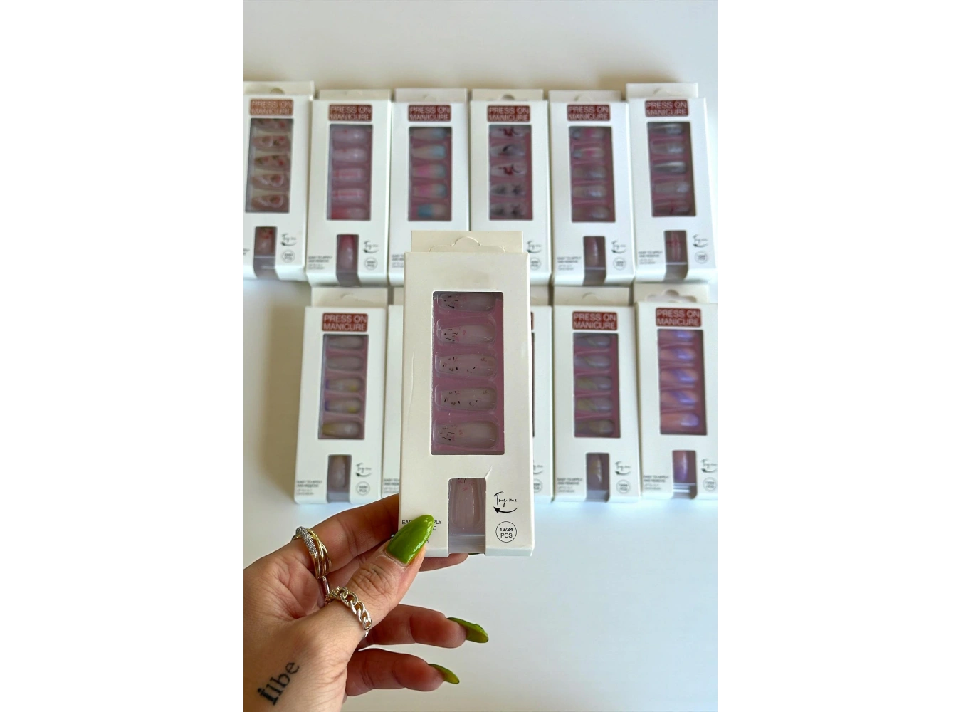 12li Karışık Renk Takma Tırnak Set