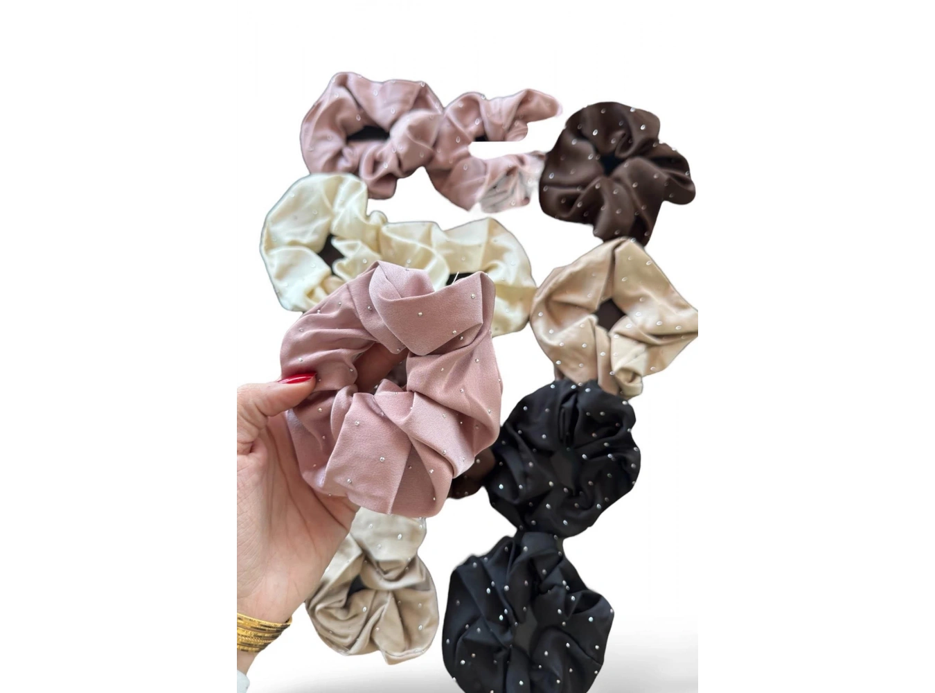 12li Karışık Renk Taş Detaylı Saten Simit Toka Set